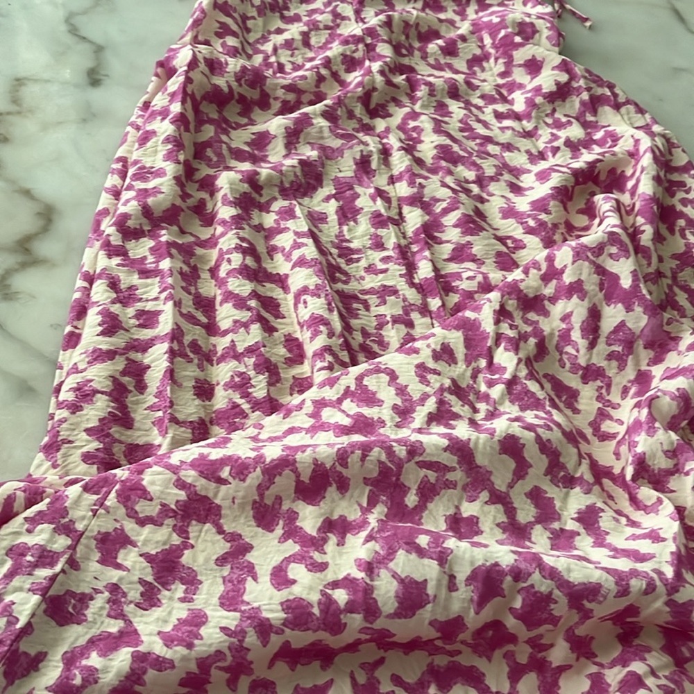 h&m tie detailed crepe v neck Maxi dress Pink Cream Loose Fit S/M - Picture 13 of 14